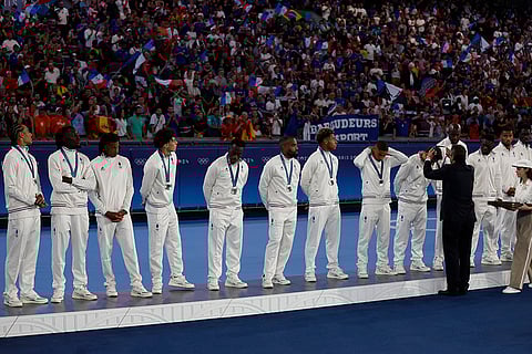2024 Paris Olympics Football: France's players celebrate with silver medal
